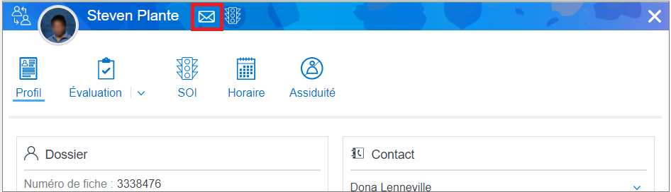 Capture d'écran du dossier de l'élève dans Mozaïk-Portail